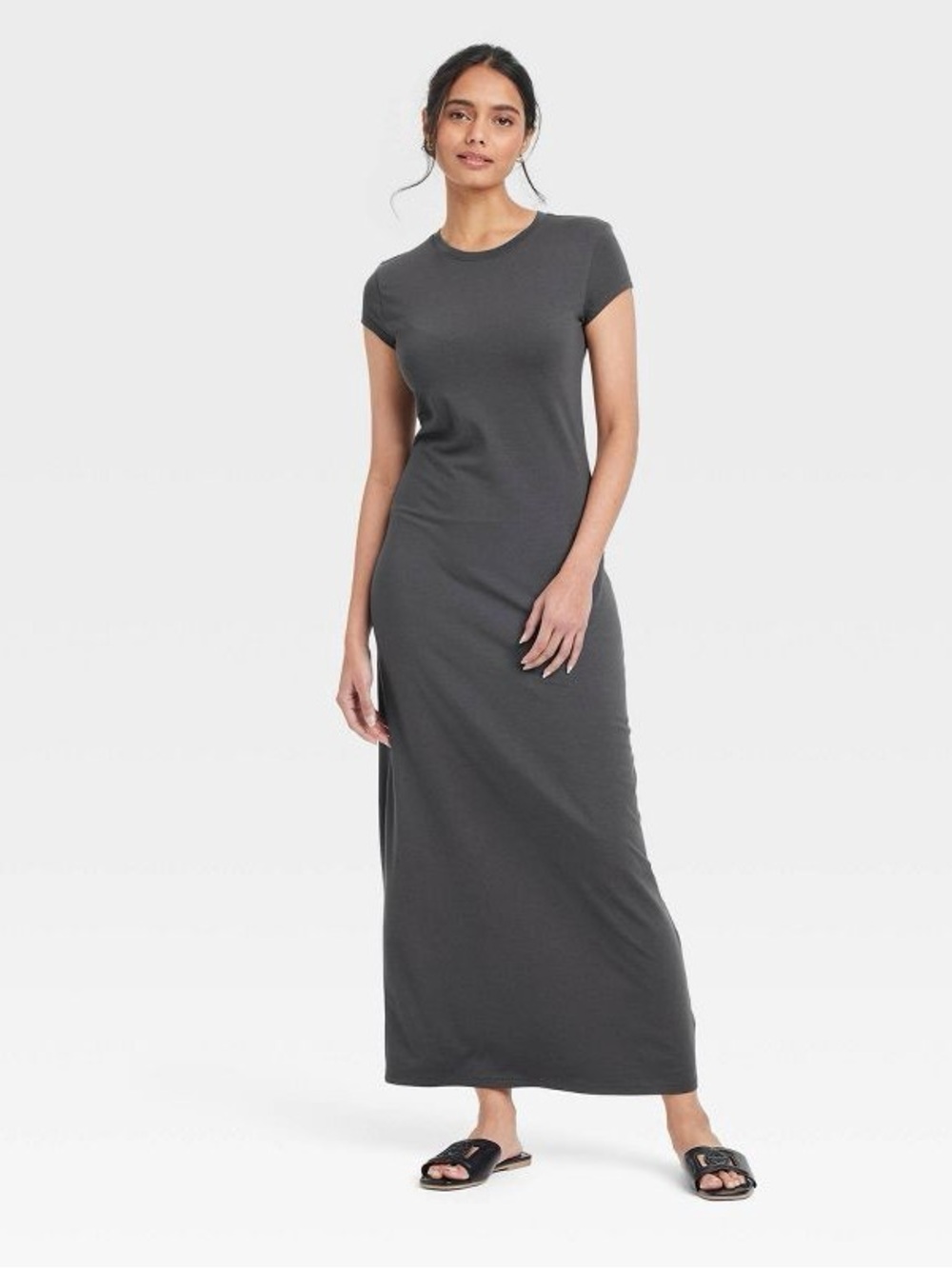 A New Day Target Women's Charcoal Short-Sleeve T-shirt Maxi Dress